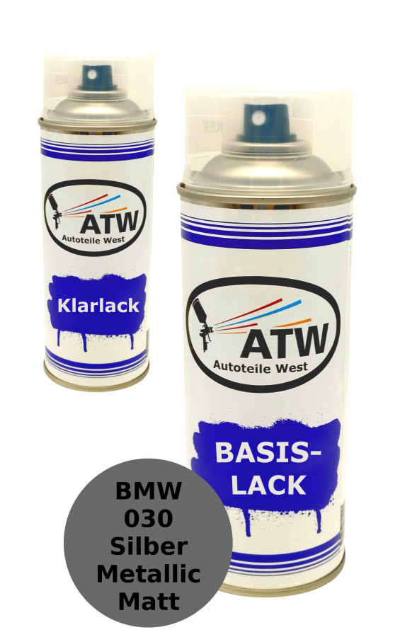 Autolack für BMW 030 Silber Metallic Matt +400ml Klarlack Set
